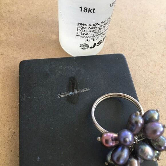 Sterling Silver Cha Cha Ring 925 Oil Slick Peacock Pearl Bauble Statement - Picture 8 of 8